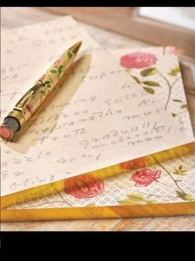 Levenger Emily Dickinson Rose-Print Notebook Set in Pink and Green